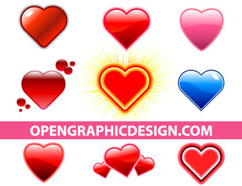 Glossy Hearts in Vector