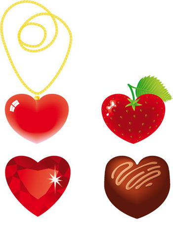 Heart Shaped Gold Chain, Strawberry Diamond and Chocolate