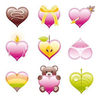 Valentine’s hearts icon set